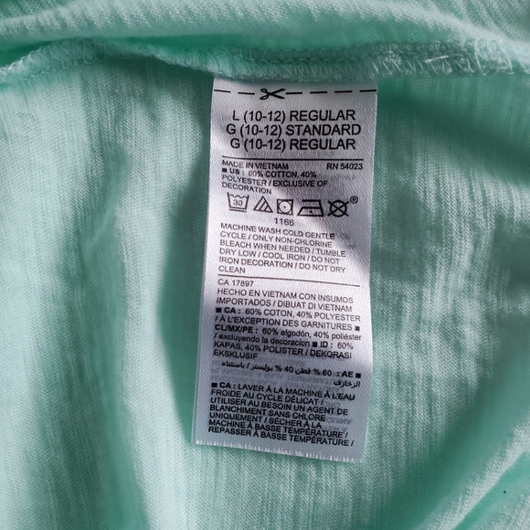 Old Navy Girl's Lace Panel Tunic with 3/4 Sleeves, Aqua, L - Picture 7 of 7